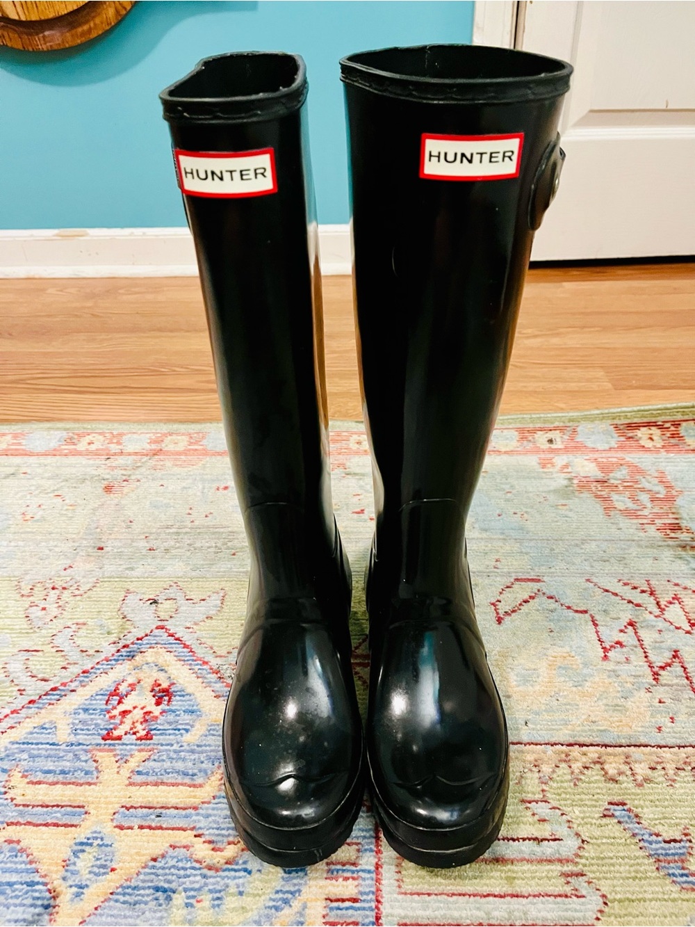 Hunter Tall Gloss Waterproof Rain Boots in Black - Picture 3 of 10